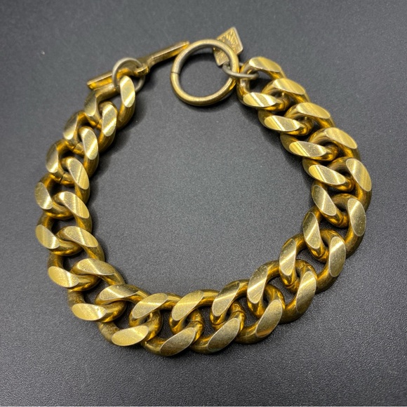 ANNE KLEIN Bracelet Chunky Gold Toggle Clasp Link - Picture 1 of 5